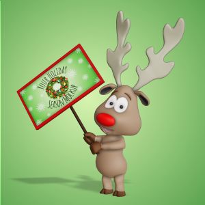 3D Reindeer Holding Sign Upward  -  Mockup Customizable PowerPoint clipart graphic preview.