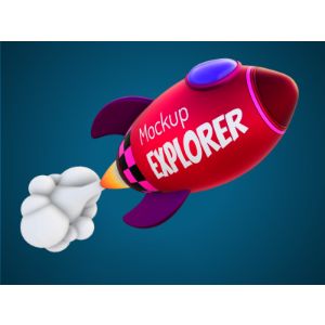 3D Rocket Ship - Customizable PowerPoint clipart graphic preview.