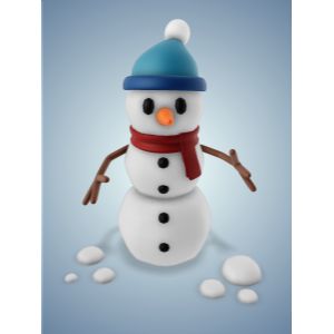 3D Snowman Customizable PowerPoint clipart graphic preview.