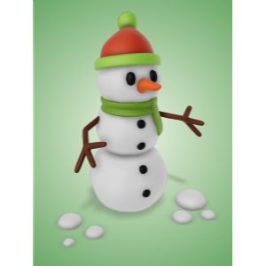 3D Snowman Customizable PowerPoint clipart graphic preview.