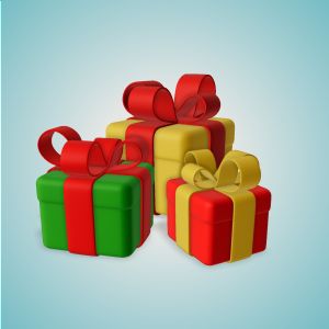 3D Wrapped Gifts Customizable PowerPoint clipart graphic preview.