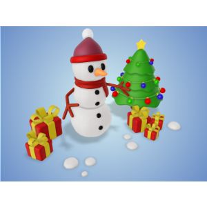 3D Winter Holiday Scene Customizable PowerPoint clipart graphic preview.