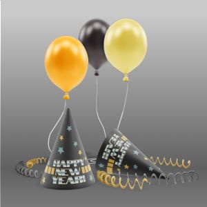 3D New Year Party  -  Mockup Customizable PowerPoint clipart graphic preview.