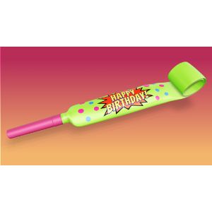 3D Birthday Party Favor Blowout -  Mockup Customizable PowerPoint clipart graphic preview.