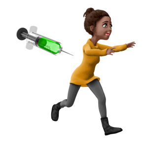 Woman Run From Syringe PowerPoint clipart graphic preview.