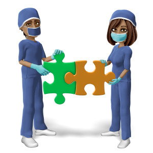 Medical Man Woman Puzzle Pieces PowerPoint clipart graphic preview.