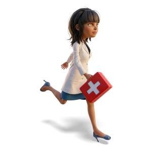 Doctor Kim Run Medkit PowerPoint clipart graphic preview.