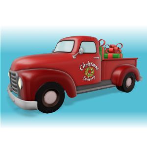 3D Christmas Delivery Truck -  Mockup Customizable PowerPoint clipart graphic preview.