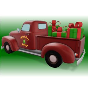 3D Christmas Delivery Truck -  Mockup Customizable PowerPoint clipart graphic preview.
