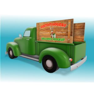 3D Holiday Truck With Sign-  Mockup Customizable PowerPoint clipart graphic preview.