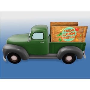3D Produce Truck With Sign-  Mockup Customizable PowerPoint clipart graphic preview.