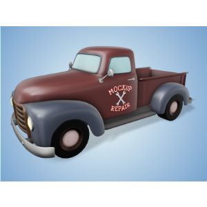 3D Vintage Truck -  Mockup Customizable PowerPoint clipart graphic preview.