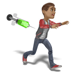 Man Run From Syringe PowerPoint clipart graphic preview.