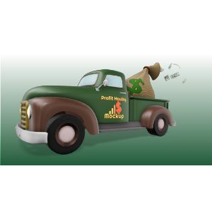 3D Truck With Money Bag -  Mockup Customizable PowerPoint clipart graphic preview.