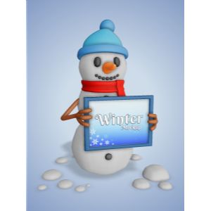 3D Snowman Holding Sign  -  Mockup Customizable PowerPoint clipart graphic preview.