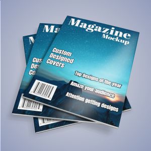3D Stack of Magazines -  Mockup Customizable PowerPoint clipart graphic preview.