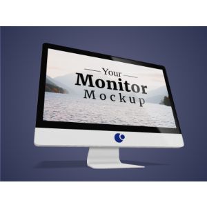 3D Computer Monitor 16 9  -  Mockup Customizable PowerPoint clipart graphic preview.