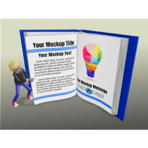 3D Male Figure Turning A Custom Page -  Mockup Customizable PowerPoint clipart graphic preview.