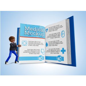 3D Male Figure Turning A Custom Page -  Mockup Customizable PowerPoint clipart graphic preview.