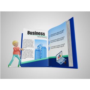 3D Male Figure Turning A Custom Page -  Mockup Customizable PowerPoint clipart graphic preview.
