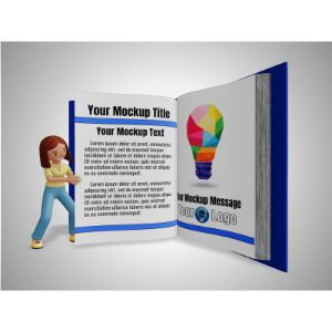 3D Female Figure Turning A Custom Page -  Mockup Customizable PowerPoint clipart graphic preview.