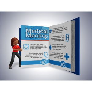 3D Female Figure Turning A Custom Page -  Mockup Customizable PowerPoint clipart graphic preview.
