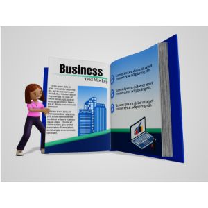 3D Female Figure Turning A Custom Page -  Mockup Customizable PowerPoint clipart graphic preview.