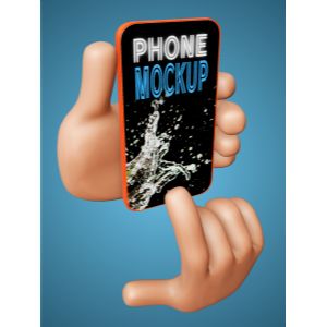 Hands Using Phone -  Mockup Customizable PowerPoint clipart graphic preview.