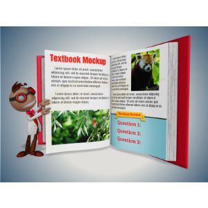 3D Scientist Character Turning A Custom Page -  Mockup Customizable PowerPoint clipart graphic preview.