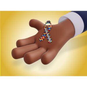 3D Custom Awareness Ribbon In Hand -  Mockup Customizable PowerPoint clipart graphic preview.