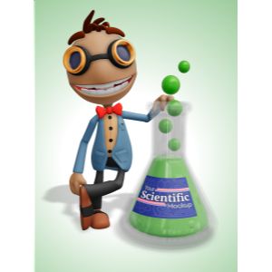 3D Scientist Character With Science Flask -  Mockup Customizable PowerPoint clipart graphic preview.