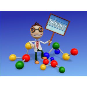 3D Scientist Character Holding Sign -  Mockup Customizable PowerPoint clipart graphic preview.