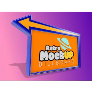 Retro Arrow Sign -  Mockup Customizable PowerPoint clipart graphic preview.