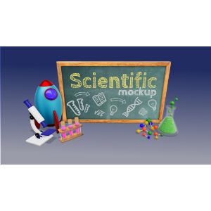 3D Science Objects and Sign -  Mockup Customizable PowerPoint clipart graphic preview.