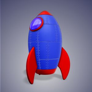 3D Grounded Rocket Ship Customizable PowerPoint clipart graphic preview.
