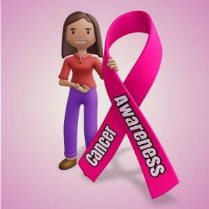 3D Female Figure Awareness Ribbon -  Mockup Customizable PowerPoint clipart graphic preview.