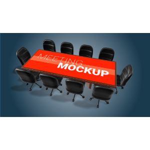 Rectangular Conference Table -  Mockup Customizable PowerPoint clipart graphic preview.