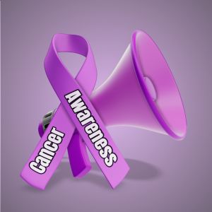 3D Awareness Ribbon Megaphone -  Mockup Customizable PowerPoint clipart graphic preview.