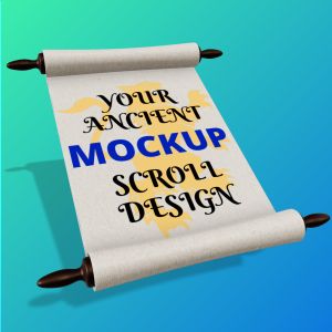Ancient Scroll -  Mockup Customizable PowerPoint clipart graphic preview.