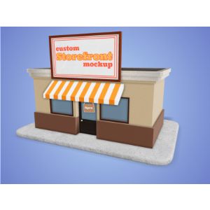 3D Storefront -  Mockup Customizable PowerPoint clipart graphic preview.