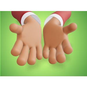 3D Two Hands Reaching Out Customizable PowerPoint clipart graphic preview.