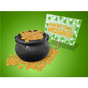 Pot of Gold Sign Customizable PowerPoint clipart graphic preview.