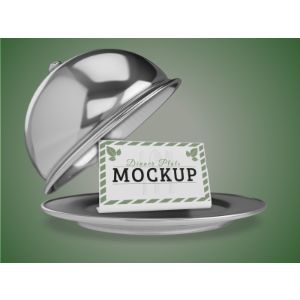 3D Silver Platter Message -  Mockup Customizable PowerPoint clipart graphic preview.