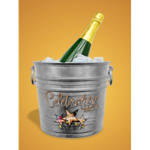 3D Champagne In Ice Bucket -  Mockup Customizable PowerPoint clipart graphic preview.