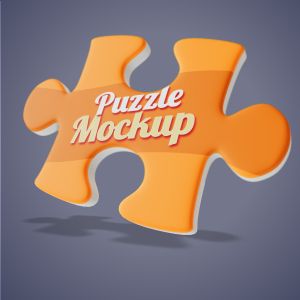 3D Solo Puzzle Piece -  Mockup Customizable PowerPoint clipart graphic preview.