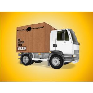 3D Cardboard Box Truck -  Mockup Customizable PowerPoint clipart graphic preview.
