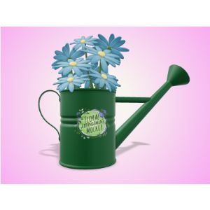 3D Watering Can With Flowers -  Mockup Customizable PowerPoint clipart graphic preview.