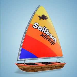 3D Sailboat -  Mockup Customizable PowerPoint clipart graphic preview.