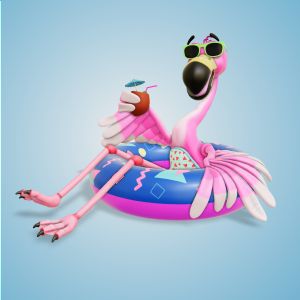 3D Floating Flamingo -  Mockup Customizable PowerPoint clipart graphic preview.