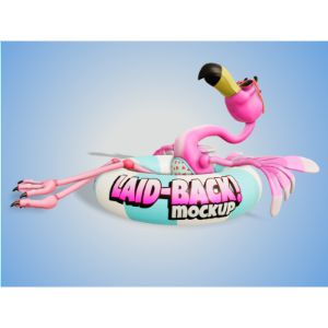 3D Relaxed Flamingo -  Mockup Customizable PowerPoint clipart graphic preview.